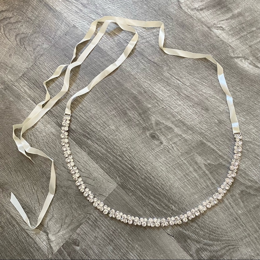 Wedding Dress Sash Belt Waist Tie White Crystal Cream Bride